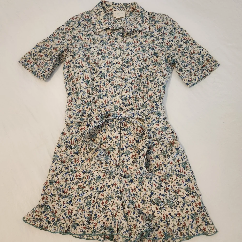 NWT Sezane Elise Jumpsuit Romper Floral Eyelet Belted Sz 38/6 Combisuit Ostuni - Picture 6 of 16